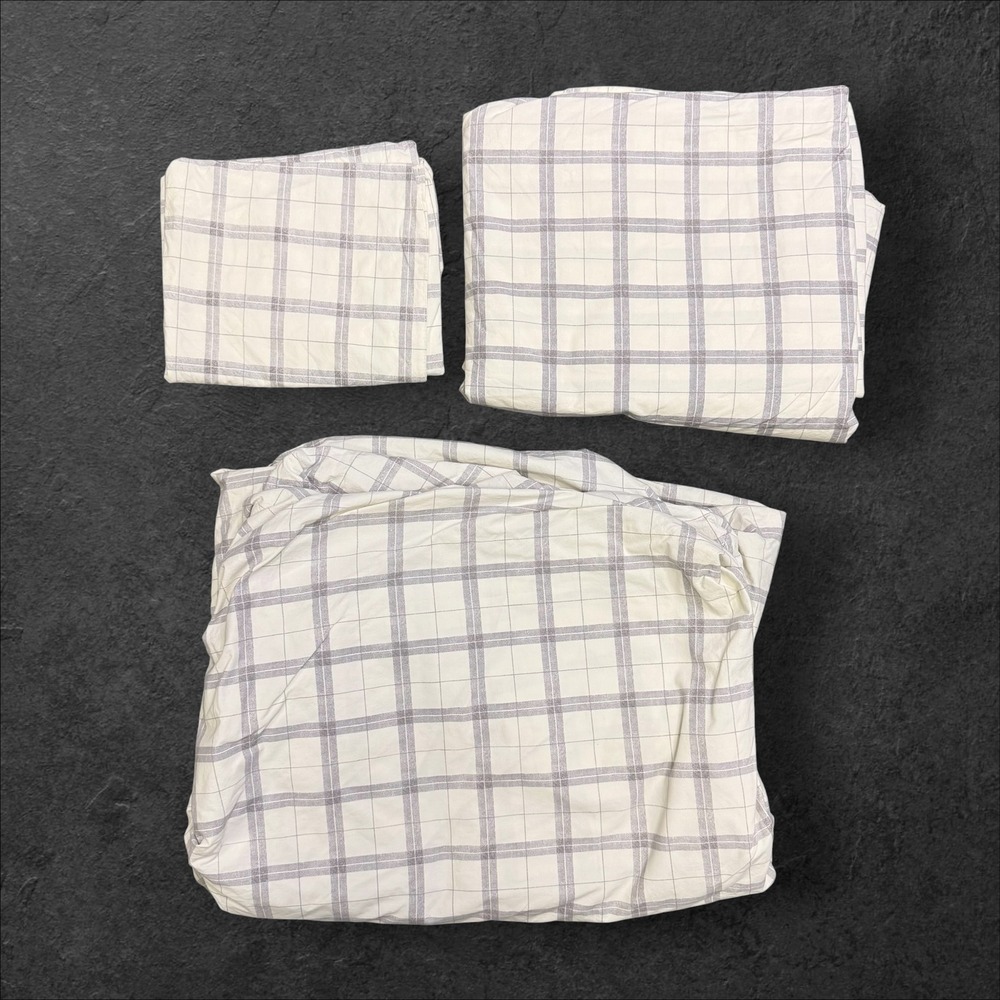 Vintage Ralph Lauren Windowpane Plaid 100% Cotton Sheet Set 3 Piece Full‎